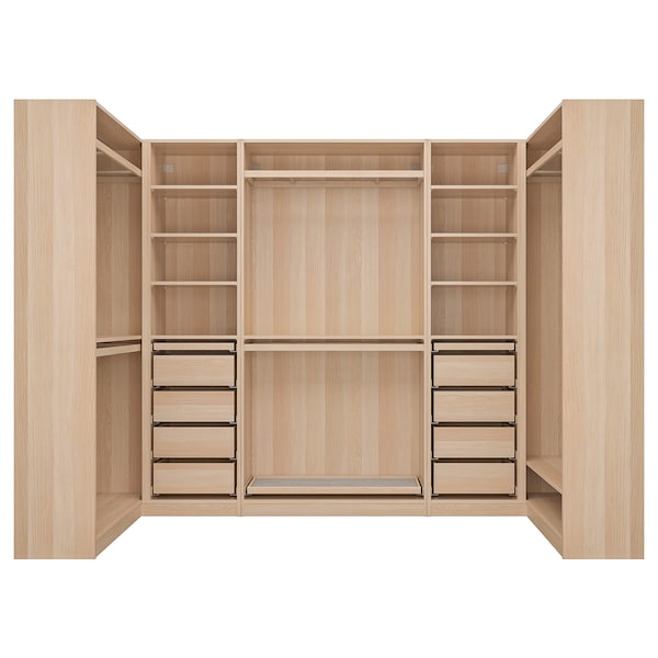 PAX - Corner wardrobe, oak effect with white stain,113/276/113x201 cm