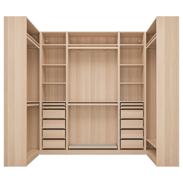 PAX - Corner wardrobe, oak effect with white stain,113/276/113x236 cm