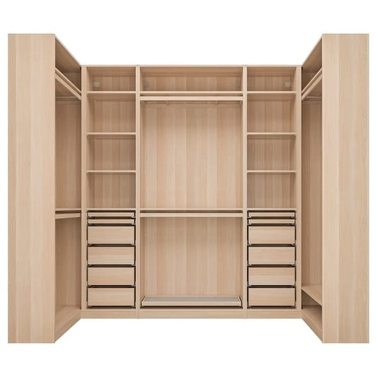 Ikea PAX - Corner wardrobe, oak effect with white stain,113/276/113x236 cm