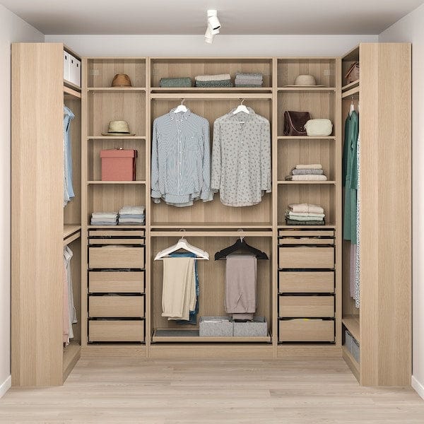 Ikea PAX - Corner wardrobe, oak effect with white stain,113/276/113x236 cm