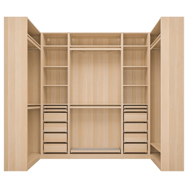 PAX - Corner wardrobe, oak effect with white stain,113/276/113x236 cm