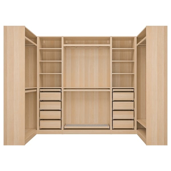 Ikea PAX - Corner wardrobe, oak effect with white stain,113/276/113x201 cm
