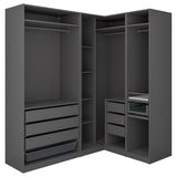 PAX corner wardrobe, dark grey, 211/161x236 cm