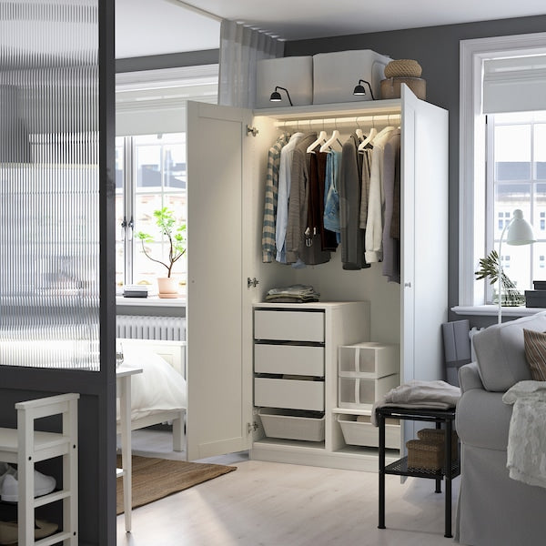 PAX / GULLABERG - Wardrobe combination, white/white,100x60x201 cm