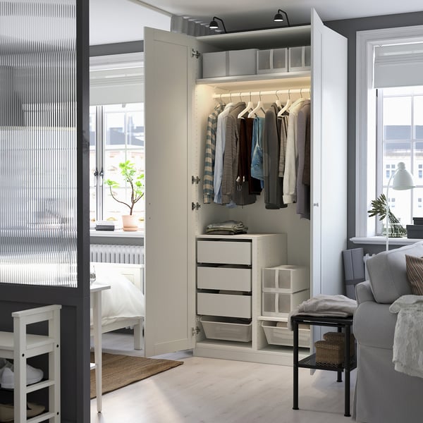 PAX / GULLABERG wardrobe combination, white/white, 100x60x236 cm