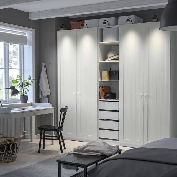 PAX / GULLABERG wardrobe combination, white/white, 250x60x236 cm