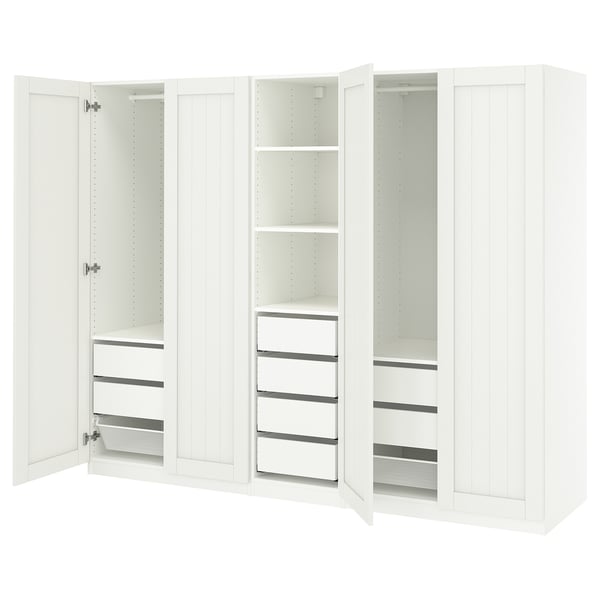PAX / GULLABERG wardrobe combination, white/white, 250x60x201 cm