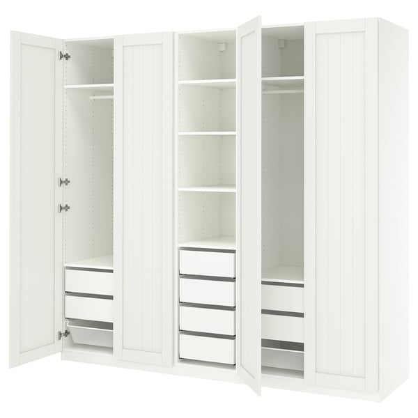 PAX / GULLABERG wardrobe combination, white/white, 250x60x236 cm