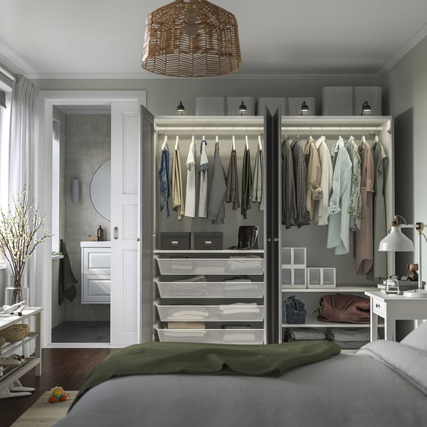 PAX / GULLABERG - Wardrobe combination, white/grey,200x60x201 cm