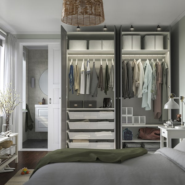 PAX / GULLABERG - Wardrobe combination, white/grey,200x60x236 cm