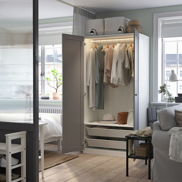 PAX / GULLABERG - Wardrobe combination, white/grey,100x60x201 cm