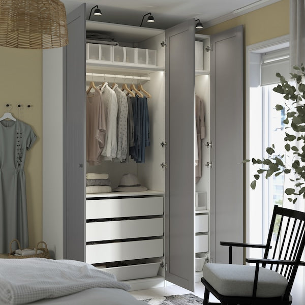 PAX / GULLABERG - Wardrobe combination, white/grey,150x60x236 cm