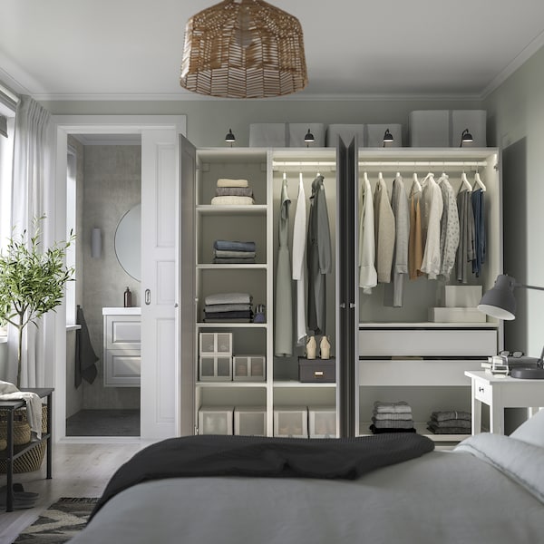 PAX / GULLABERG - Wardrobe combination, white/grey,200x60x201 cm