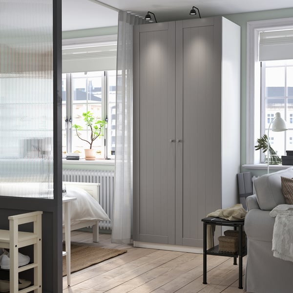 PAX / GULLABERG wardrobe combination, white/grey, 100x60x236 cm