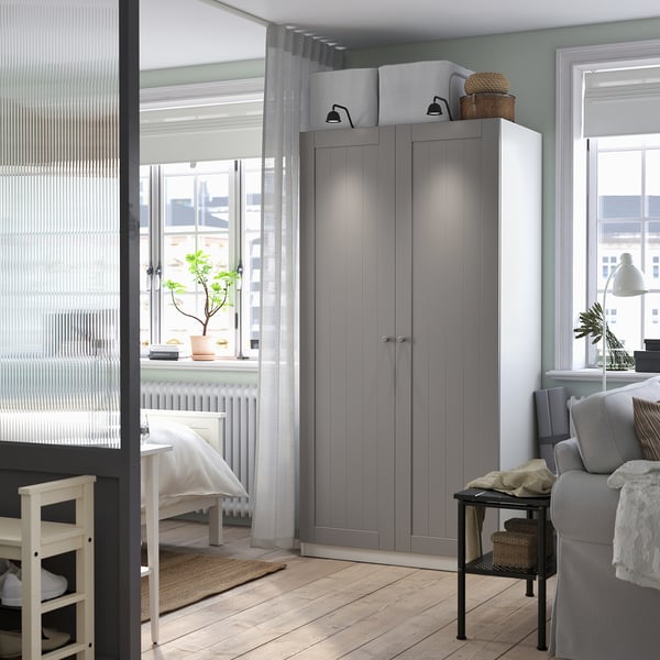 PAX / GULLABERG wardrobe combination, white/grey, 100x60x201 cm