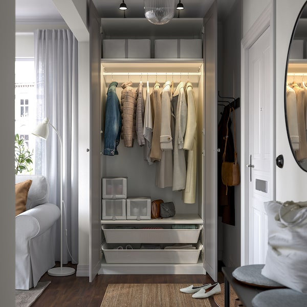 PAX / GULLABERG - Wardrobe combination, white/grey,100x60x236 cm