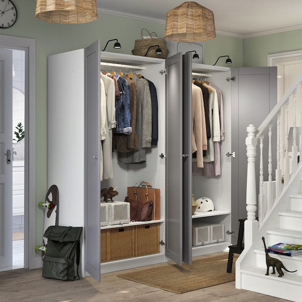 PAX / GULLABERG - Wardrobe combination, white/grey,200x60x201 cm