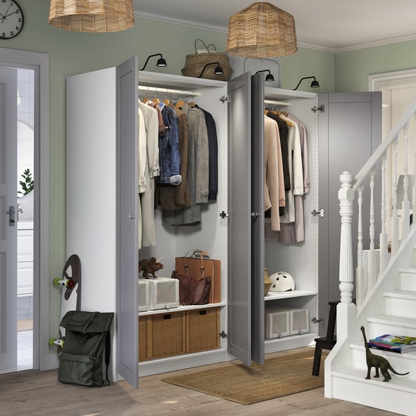 PAX / GULLABERG wardrobe combination, white/grey, 200x60x201 cm