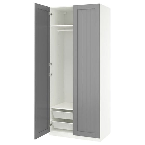 PAX / GULLABERG wardrobe combination, white/grey, 100x60x236 cm