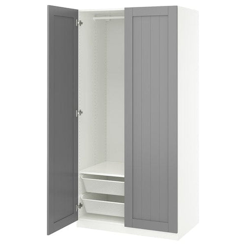 PAX / GULLABERG wardrobe combination, white/grey, 100x60x201 cm