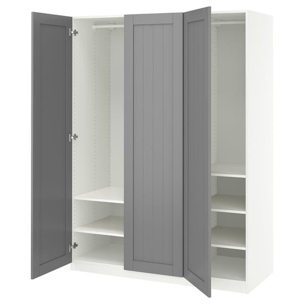 PAX / GULLABERG wardrobe combination, white/grey, 150x60x201 cm