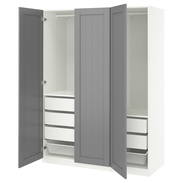 PAX / GULLABERG wardrobe combination, white/grey, 150x60x201 cm
