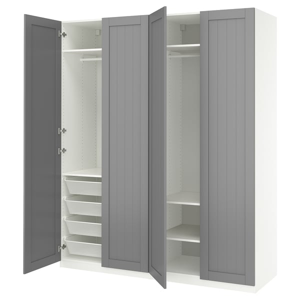 PAX / GULLABERG wardrobe combination, white/grey, 200x60x236 cm