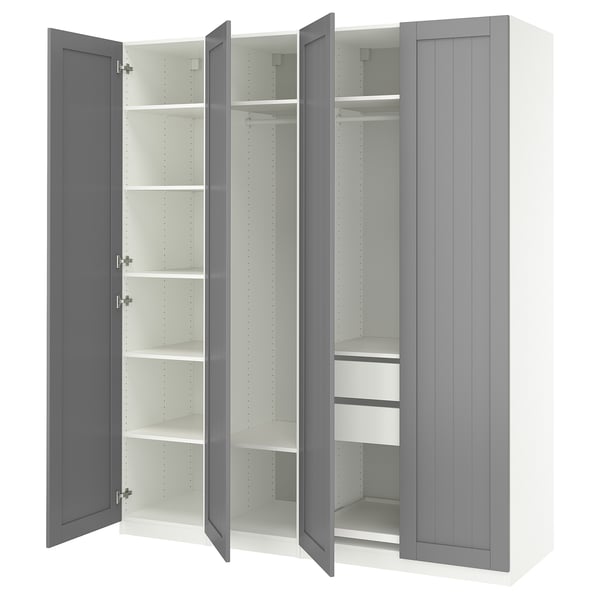PAX / GULLABERG wardrobe combination, white/grey, 200x60x236 cm