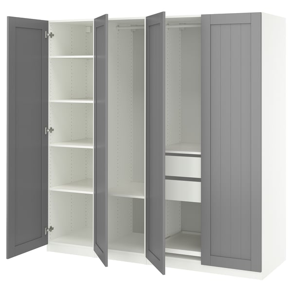 PAX / GULLABERG wardrobe combination, white/grey, 200x60x201 cm