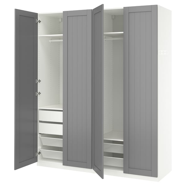 PAX / GULLABERG - Wardrobe combination, white/grey,200x60x236 cm