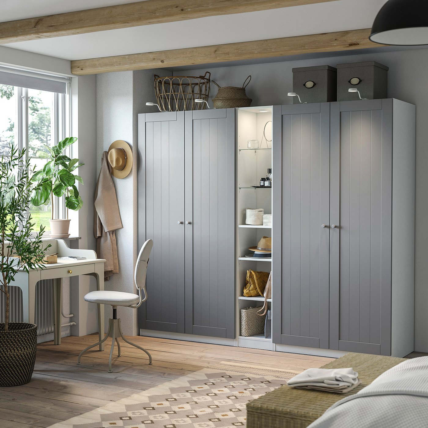 PAX / GULLABERG wardrobe combination, grey grey/white, 235.0x201.2x60.0 cm