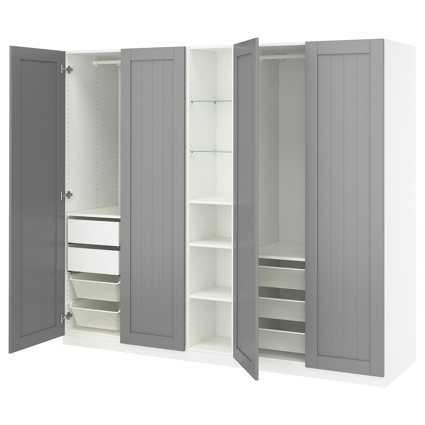 PAX / GULLABERG wardrobe combination, grey grey/white, 235.0x201.2x60.0 cm