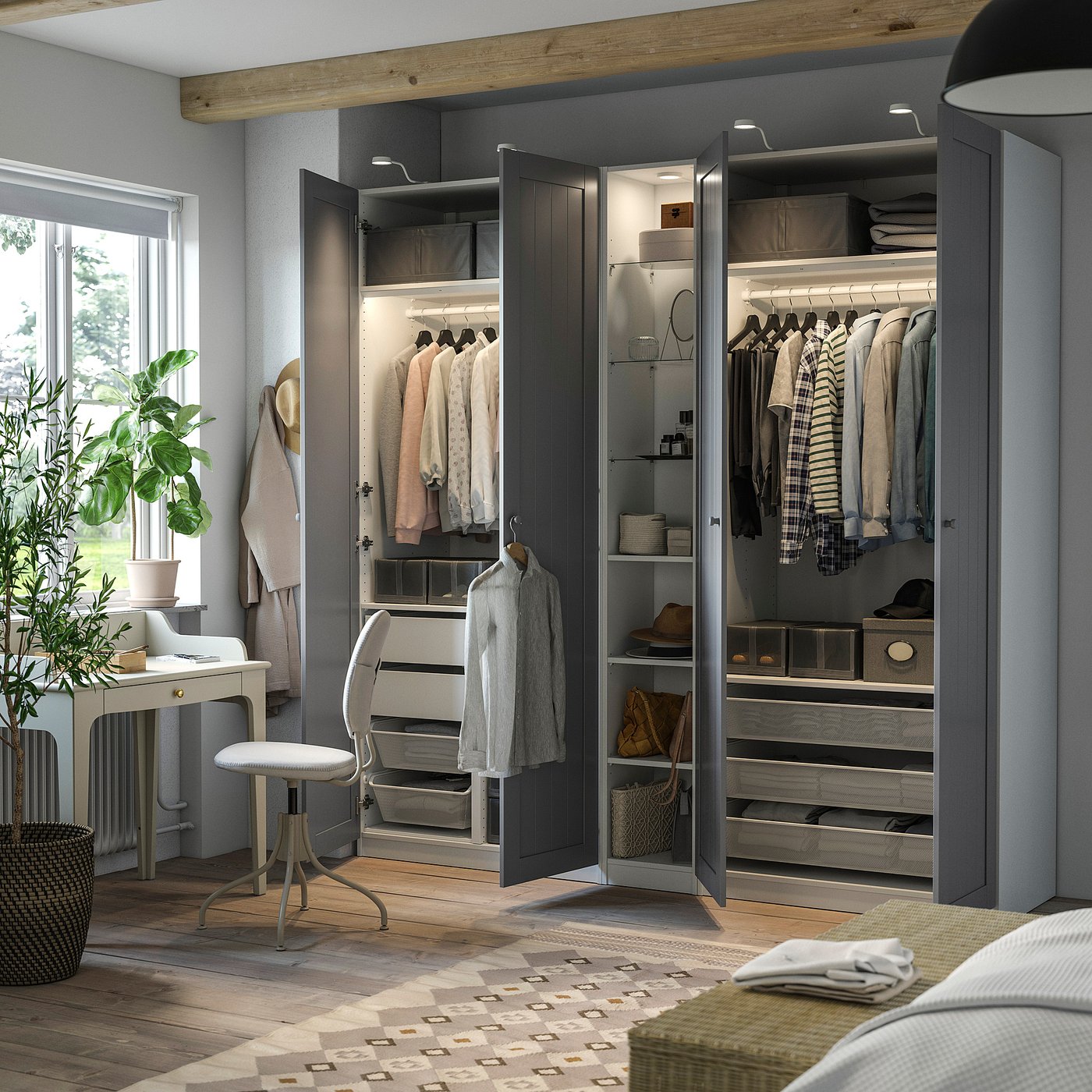 PAX / GULLABERG wardrobe combination, grey grey/white, 235.0x236.4x60.0 cm