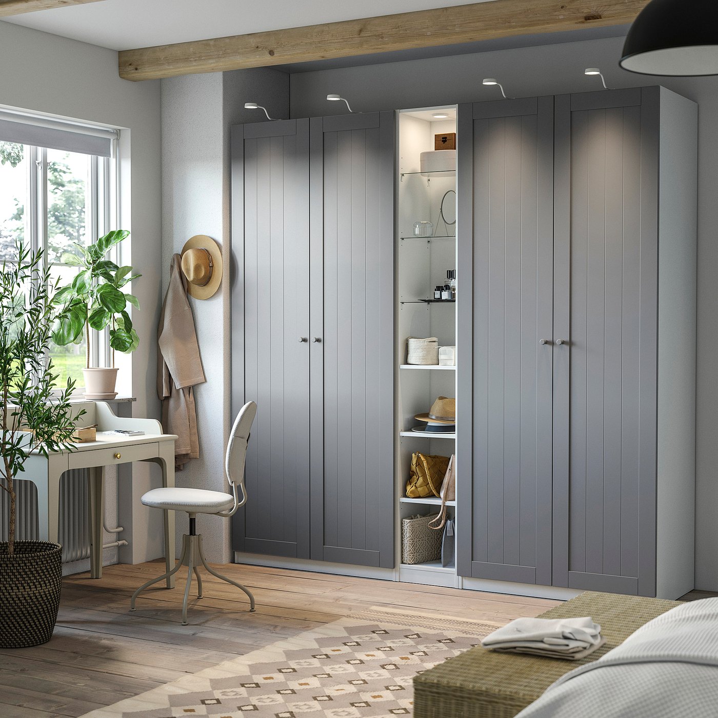 PAX / GULLABERG wardrobe combination, grey grey/white, 235.0x236.4x60.0 cm