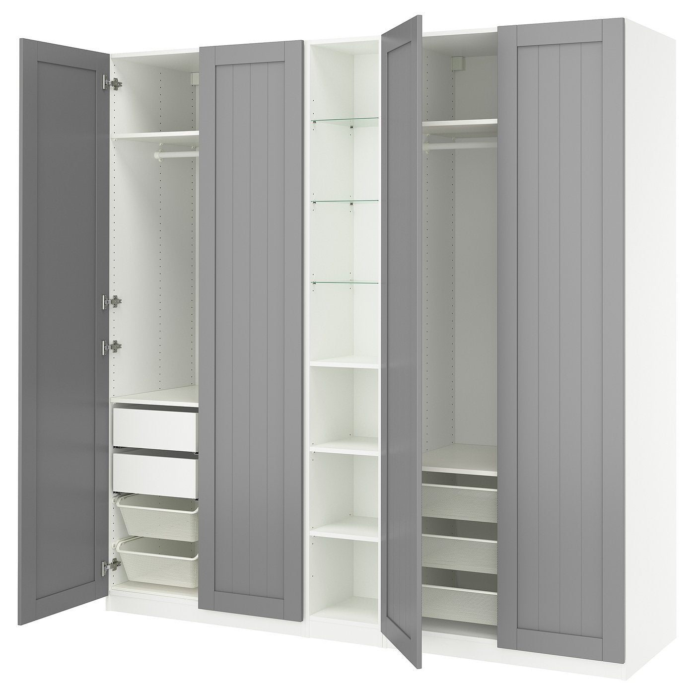 PAX / GULLABERG wardrobe combination, grey grey/white, 235.0x236.4x60.0 cm