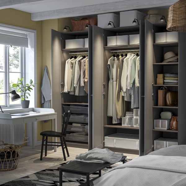 PAX / GULLABERG - Wardrobe combination, dark gray/dark gray,250x60x236 cm