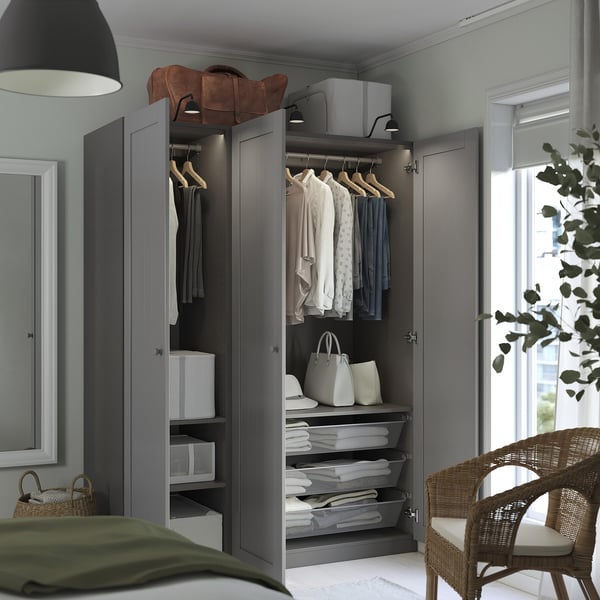 PAX / GULLABERG wardrobe combination, dark grey/dark grey, 150x60x201 cm
