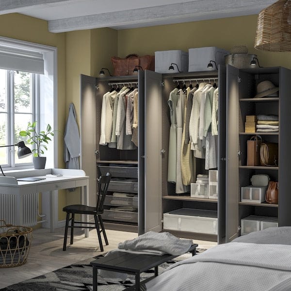 Ikea PAX / GULLABERG - Wardrobe combination, dark gray/dark gray,250x60x201 cm