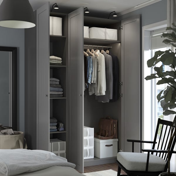 PAX / GULLABERG wardrobe combination, dark grey/dark grey, 150x60x236 cm