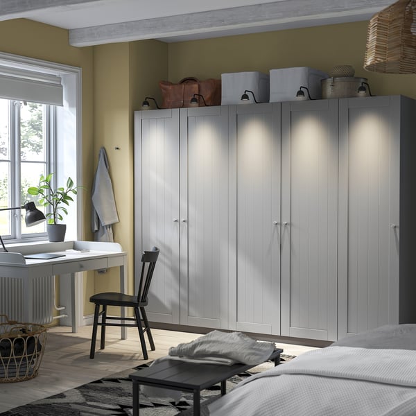 PAX / GULLABERG wardrobe combination, dark grey/dark grey, 250x60x201 cm
