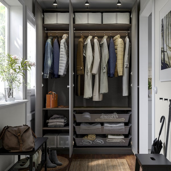 PAX / GULLABERG - Wardrobe combination, dark gray/dark gray,150x60x236 cm