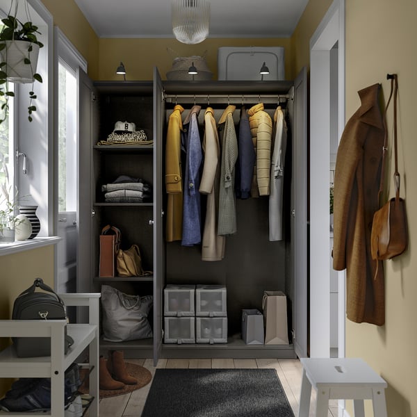 PAX / GULLABERG wardrobe combination, dark grey/dark grey, 150x60x201 cm