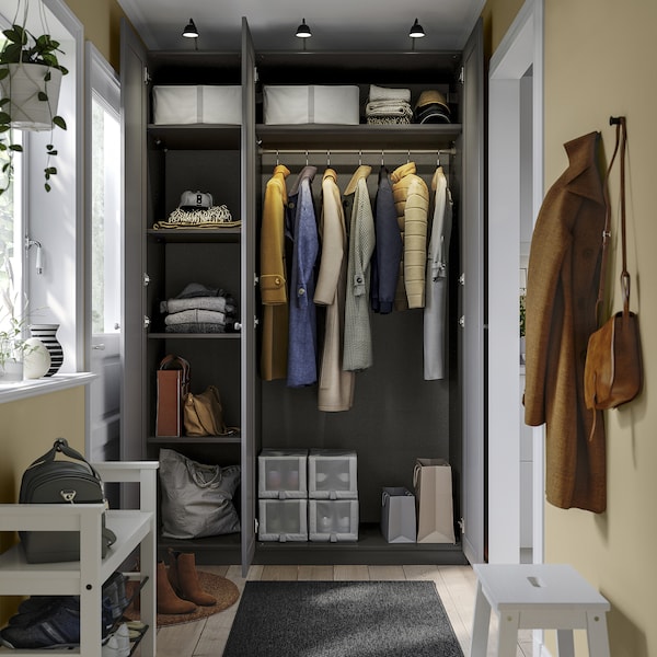 PAX / GULLABERG - Wardrobe combination, dark gray/dark gray,150x60x236 cm