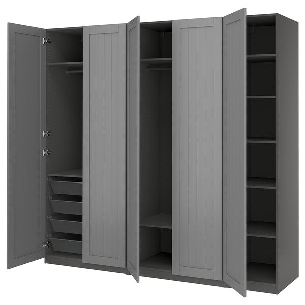 PAX / GULLABERG - Wardrobe combination, dark gray/dark gray,250x60x236 cm