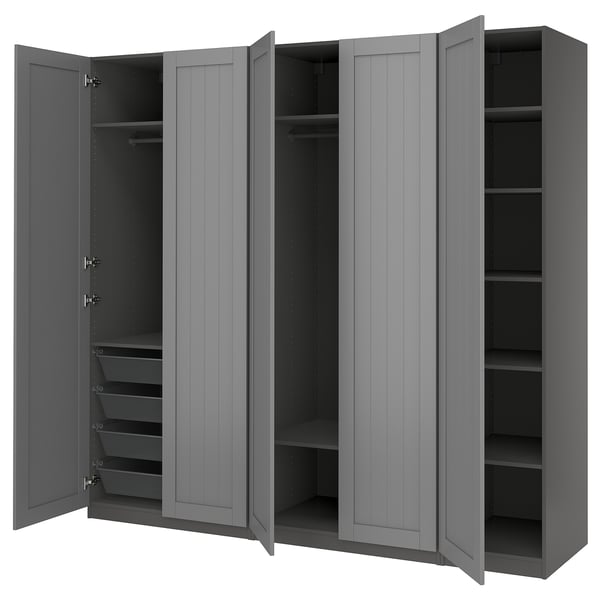 PAX / GULLABERG wardrobe combination, dark grey/dark grey, 250x60x236 cm