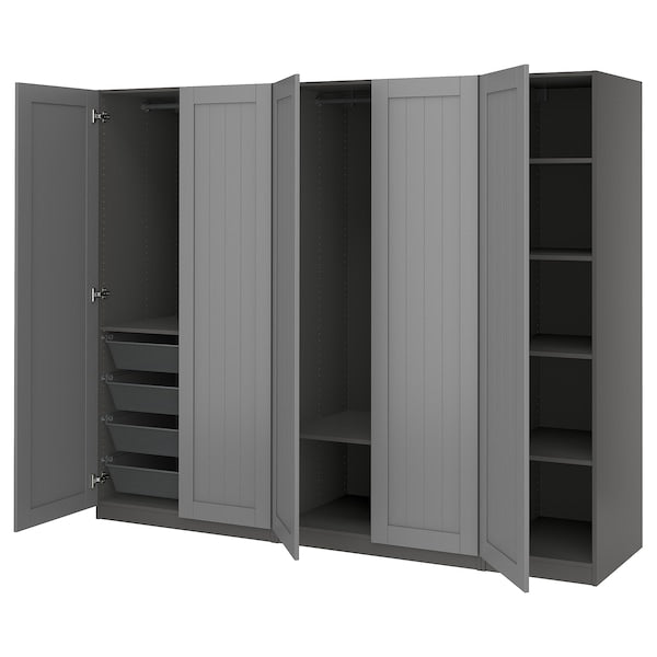 PAX / GULLABERG - Wardrobe combination, dark gray/dark gray,250x60x201 cm