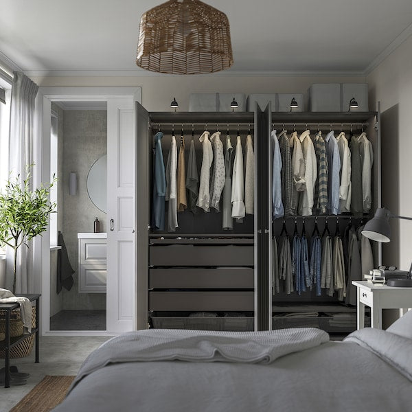 PAX / GULLABERG - Wardrobe combination, dark gray/grey,200x60x201 cm