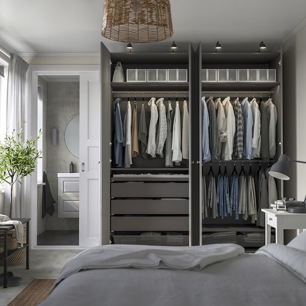 PAX / GULLABERG - Wardrobe combination, dark gray/grey,200x60x236 cm