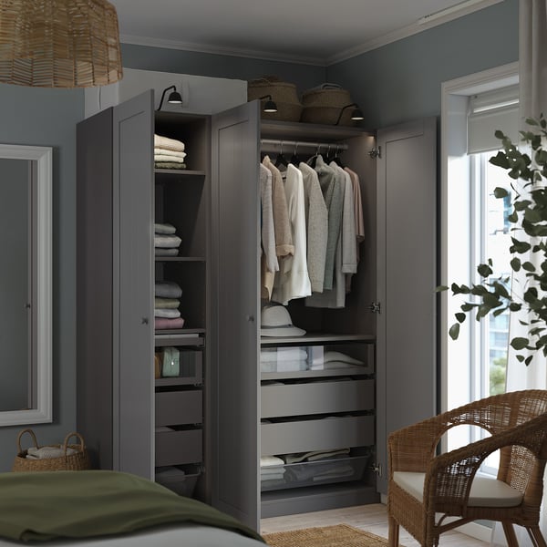 PAX / GULLABERG wardrobe combination, dark grey/grey, 150x60x201 cm