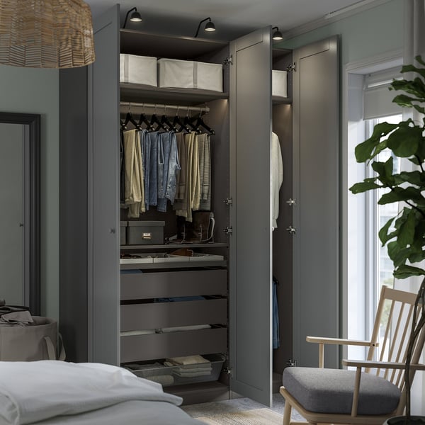 PAX / GULLABERG wardrobe combination, dark grey/grey, 150x60x236 cm